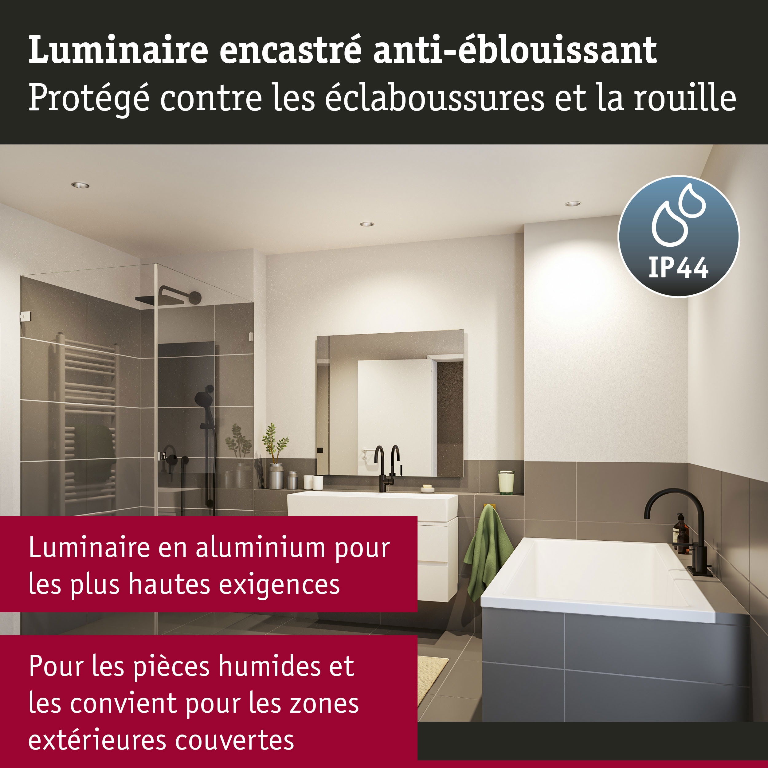 Spot encastré LED 3-Step-Dim Cole Coin Kit de 6 IP44 rond 88 mm Coin 6x6W 6x470lm 230V gradable 2700K Argent mat - 7