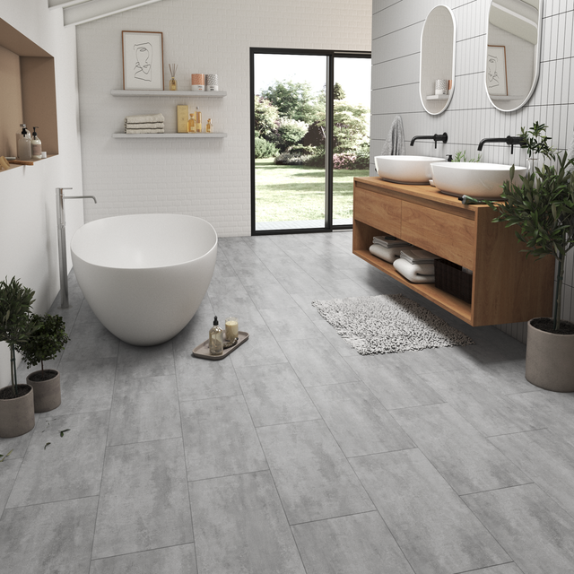 ARTENS - Dalles PVC à clipser Intenso Extrem' avec sous-couche intégrée - Effet béton gris - Epaisseur 5,5 mm - 1,49 m²/ 8 dalles - CORMORAT