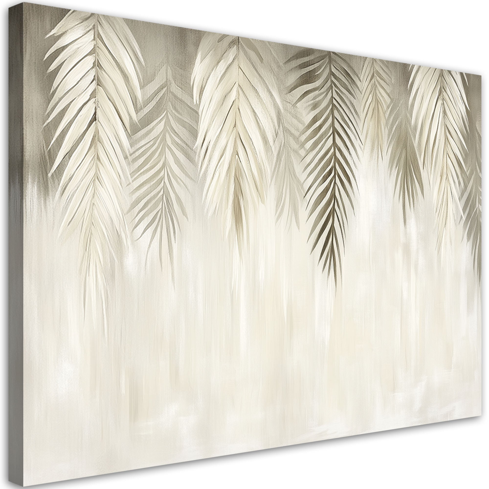 Obraz do salonu sypialni, Beżowe liście palmowe w stylu boho 60x40