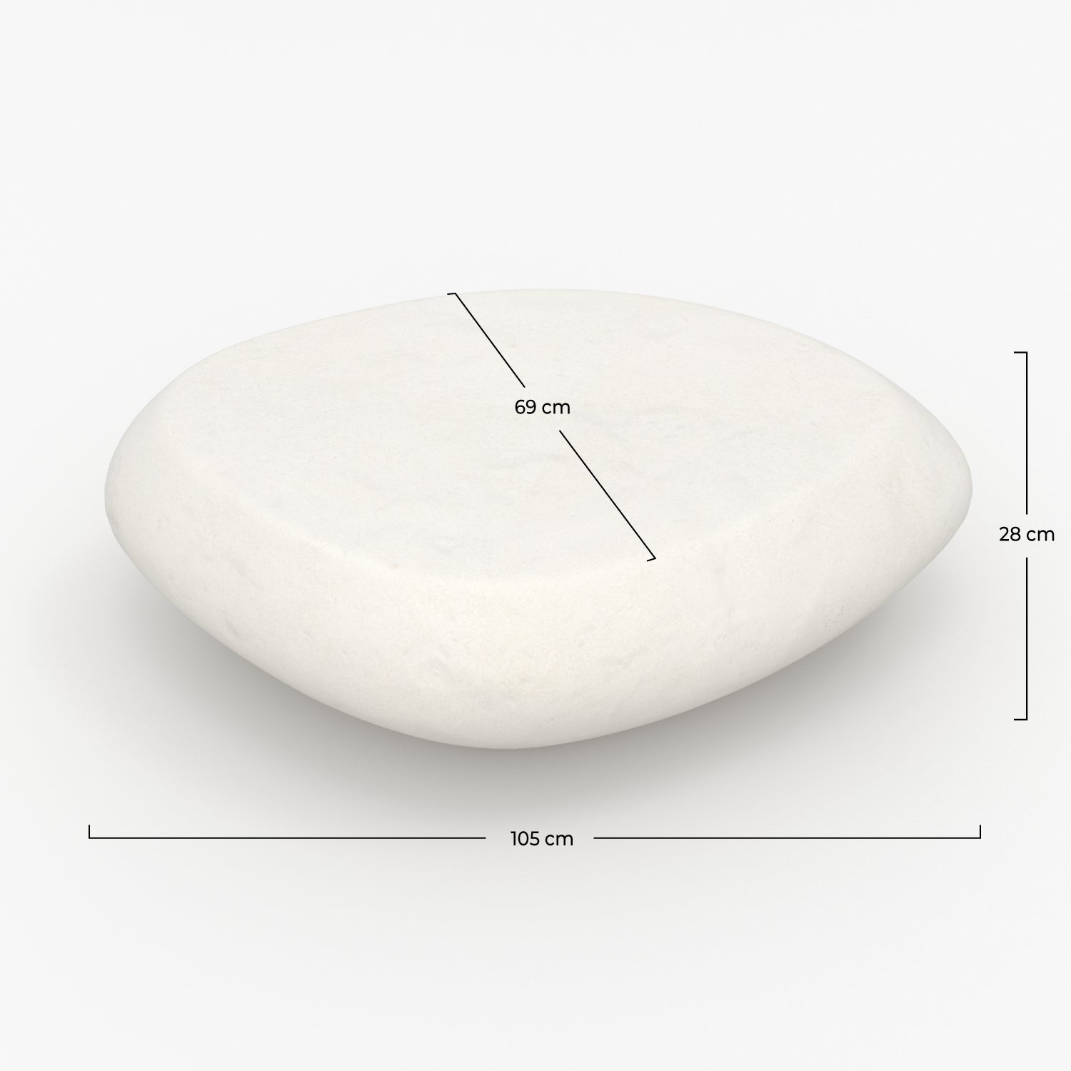 Table basse ovale blanche en fibre d'argile effet béton 105 cm - Maui - 4