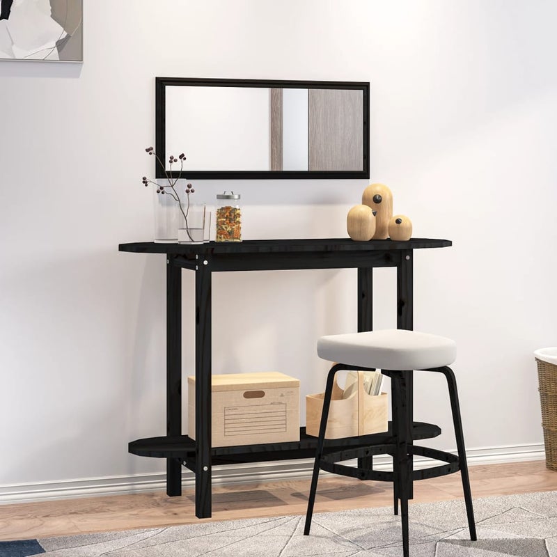 Stolik konsolowy, czarny, 110x40x80 cm, lite drewno sosnowe vidaXL