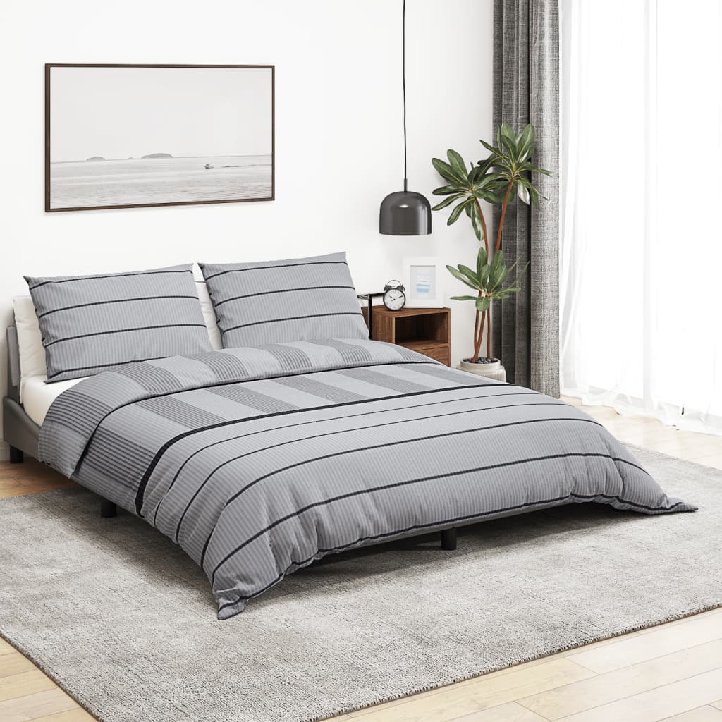 Conjunto de capa de edredão de algodão cinza 220x240 cm - 2