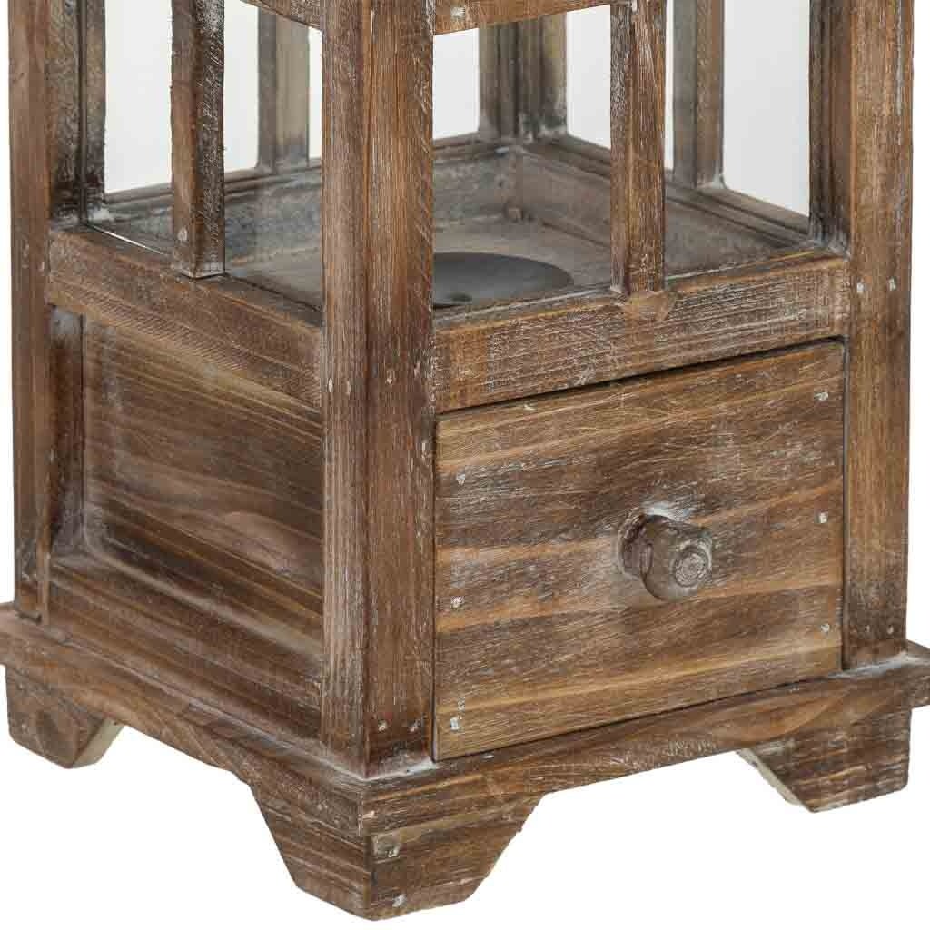 Farol de madera marrón 18x18x57.5h cm - 7