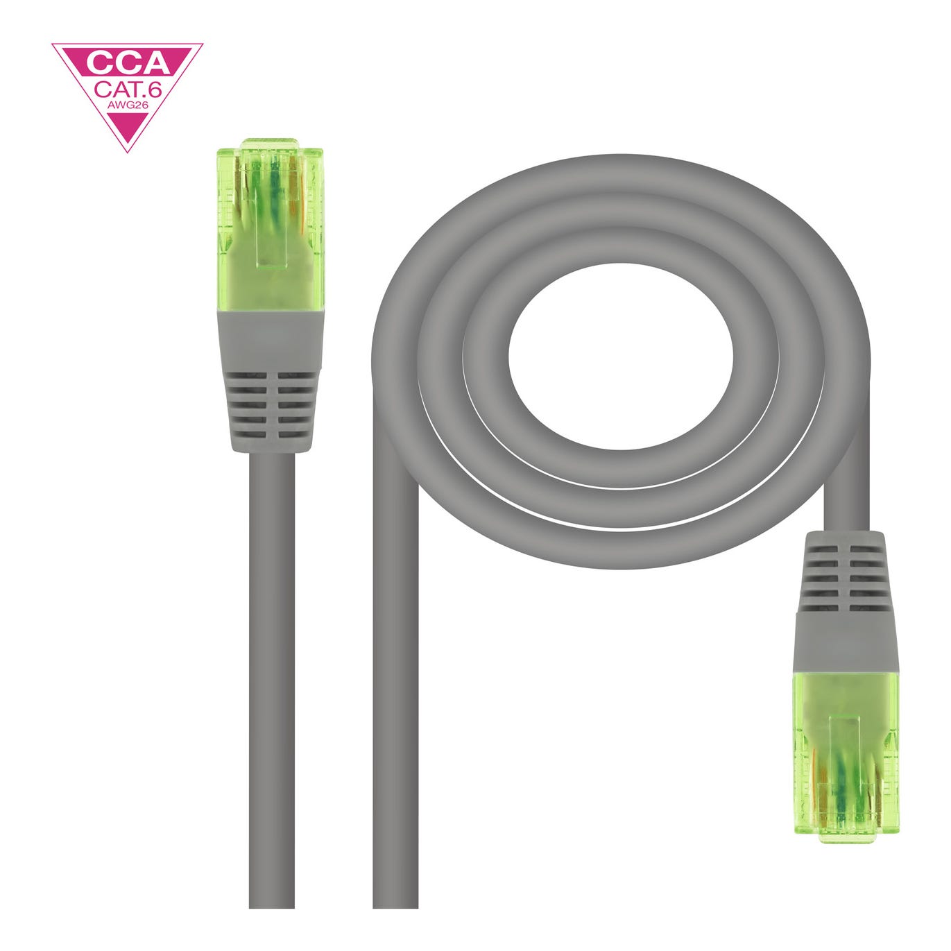 Nano Cable Cavo Di Rete RJ45 CAT.6 UTP AWG26 CCA 15 Metri Grigio - Connessione Ethernet Fino A 10 Gbps