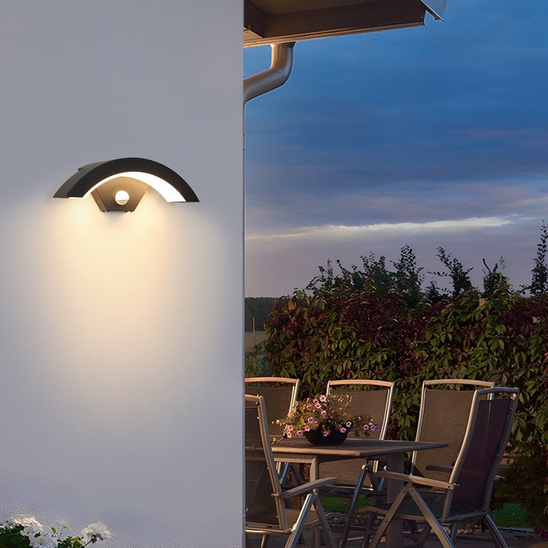 Applique da parete per esterni a forma di U con sensore di movimento - Nero, 16W, luce calda 3000K, IP65 - 3