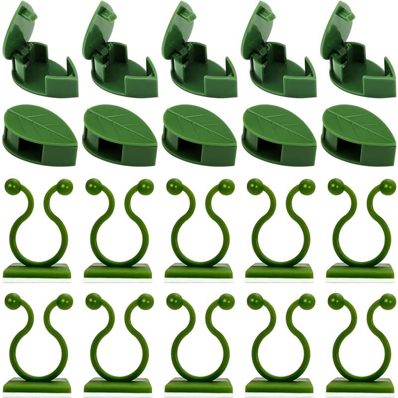 Clips Pour Plantes Grimpantes Lot De 10 - Fixation Autocollante Invisible Verte - 5