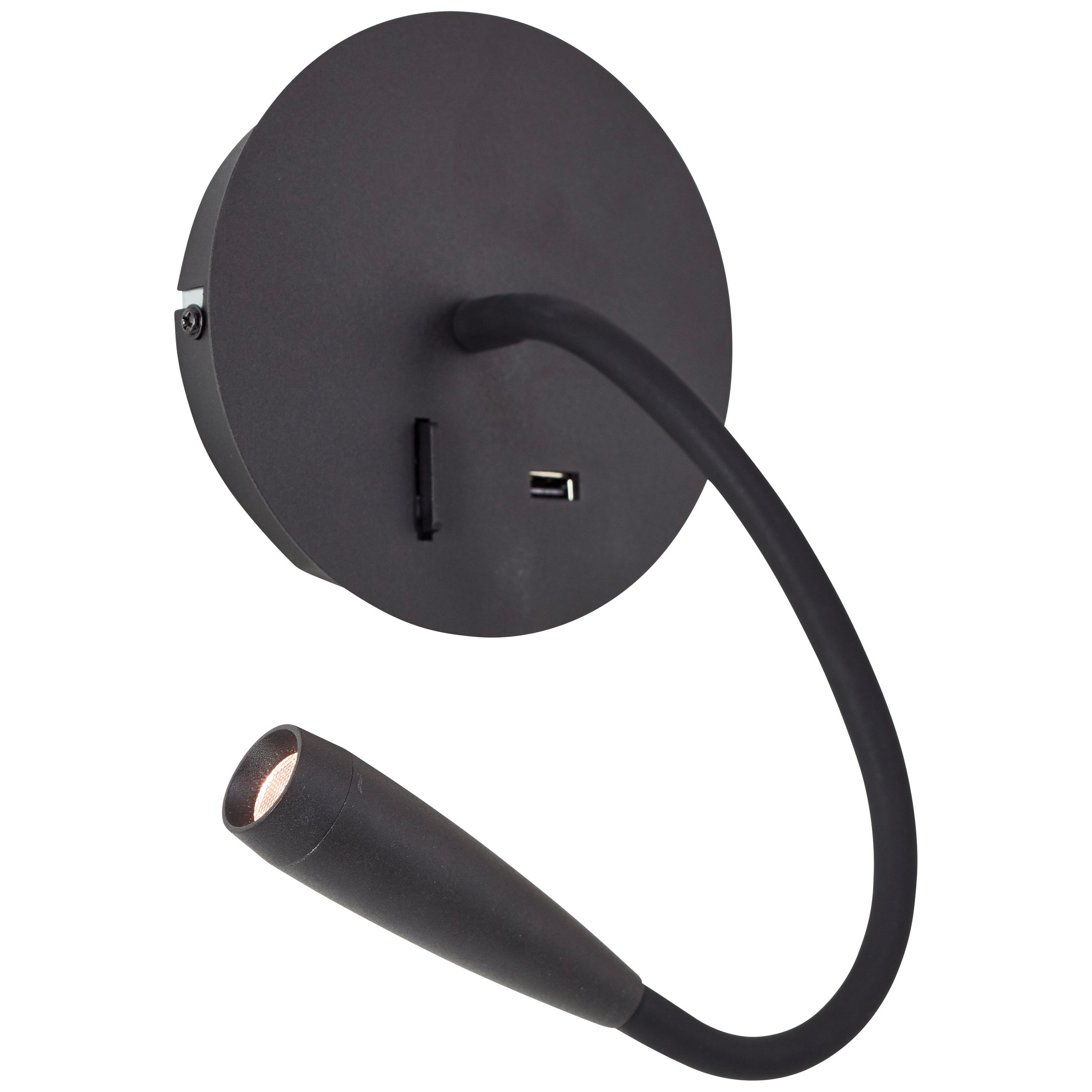 Brilliant Jutta reflektor ścienny LED z elastycznym ramieniem i czarnym przełącznikiem piaskowym USB metal/czarne tworzywo sztuczne 2,8 W zintegrowana - 5