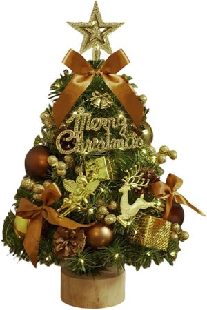 Sapin De Noël Miniature 45 Cm Avec Neige Et Guirlandes LED - Décoration De Table Bureau Fêtes