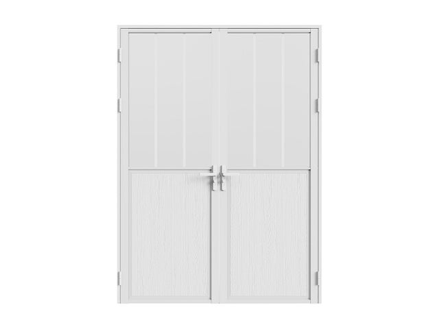 Bloc porte réversible à deux battants en aluminium et verre trempé dépoli style atelier - 2 x H204 x L73 cm - Blanc - ERMELO