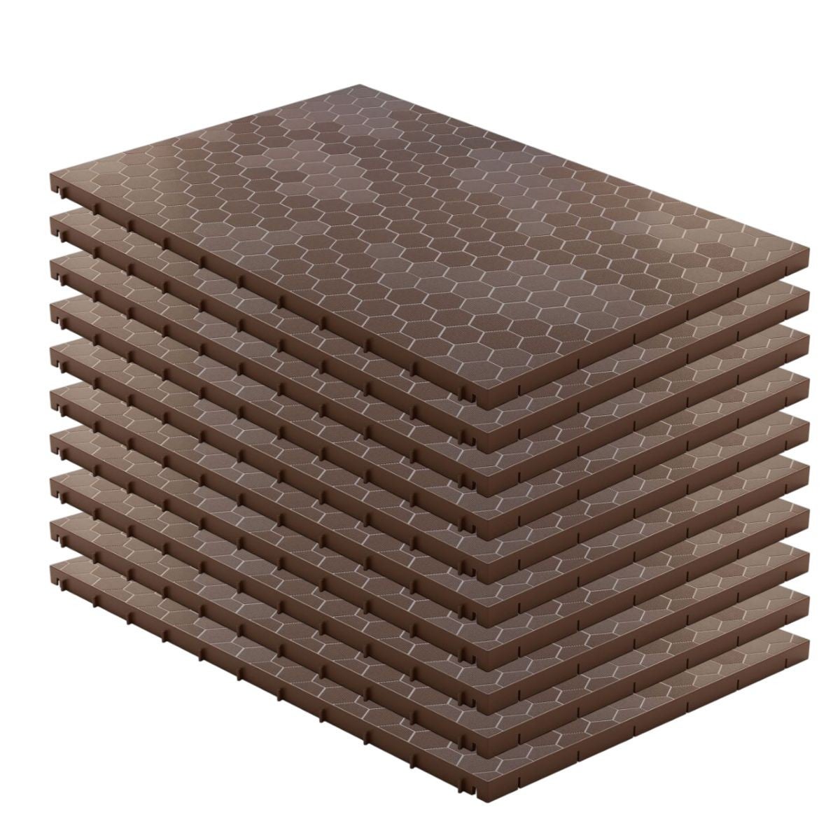 Lote de 10 losetas de suelo encajables marrón taupe 116x76x3 cm – revestimiento modular de polipropileno para interior/exterior