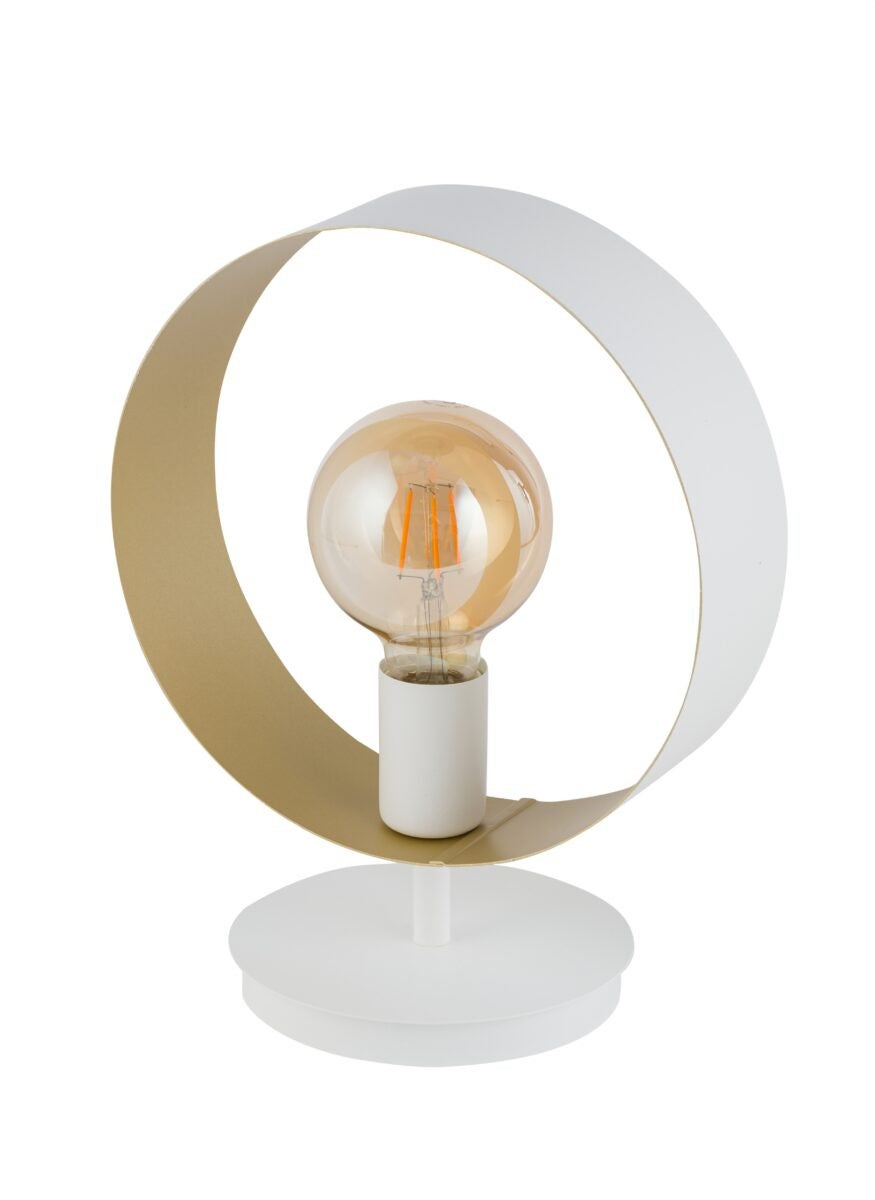 Lampka nocna nowoczesna dekoracyjna koło biało-złota Happy 1xE27 15W Sigma Lighting