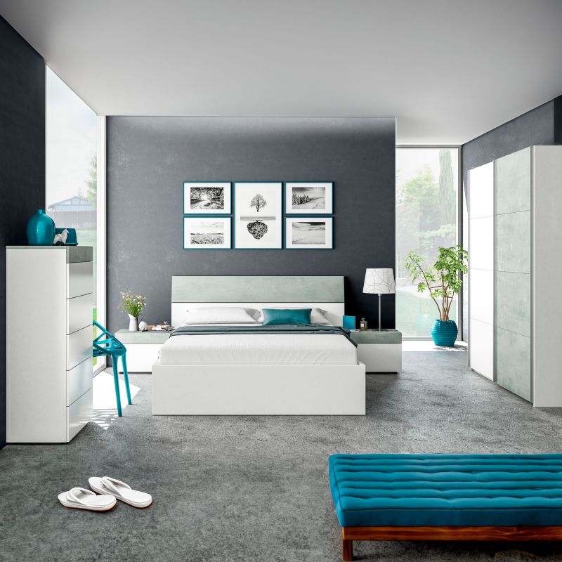 Cassettiera bianco opaco e cemento 61x40x118 cm - 4