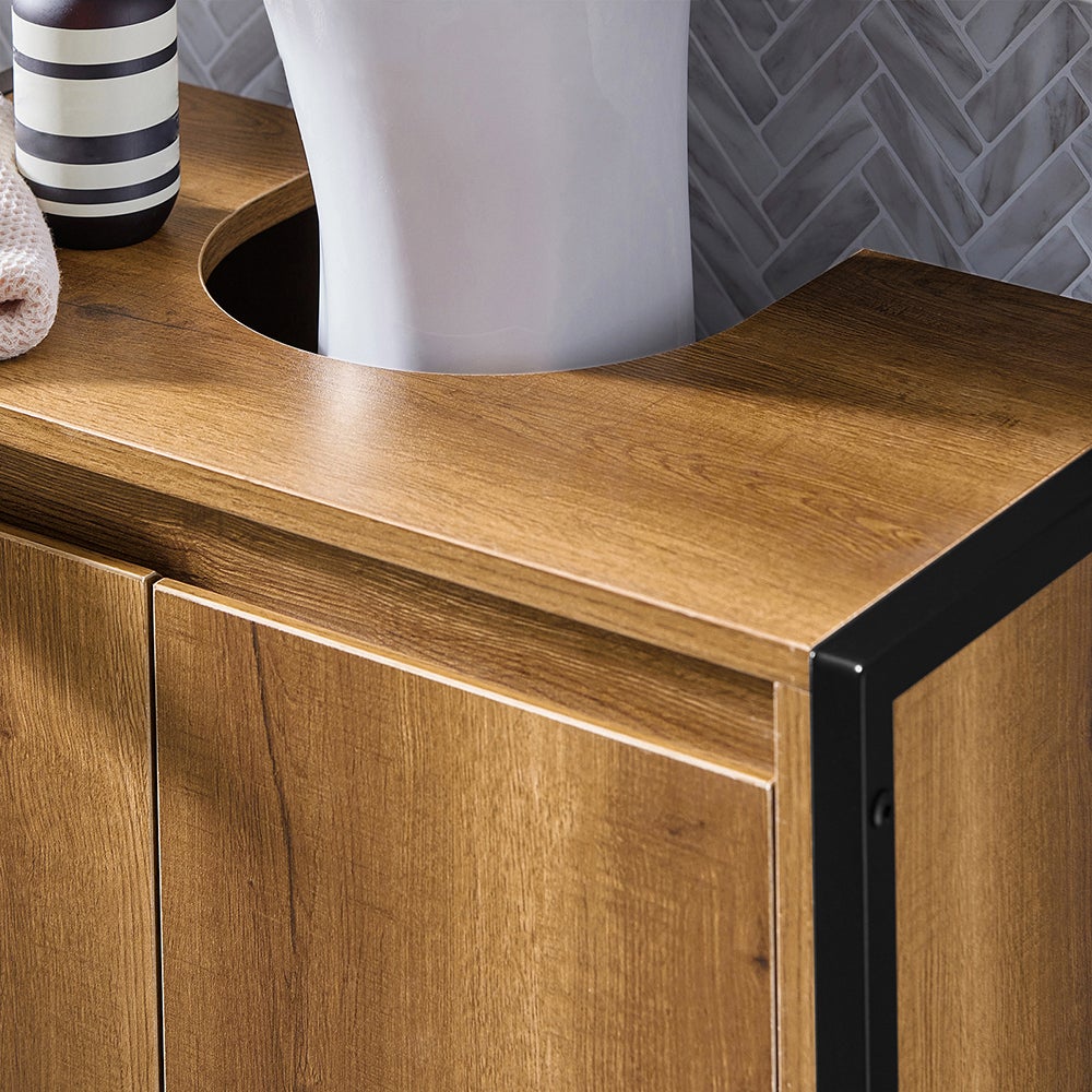 SoBuy Meuble sous vasque, Rangement Salle de Bain 2 Portes, BZR63-II-PF - 4