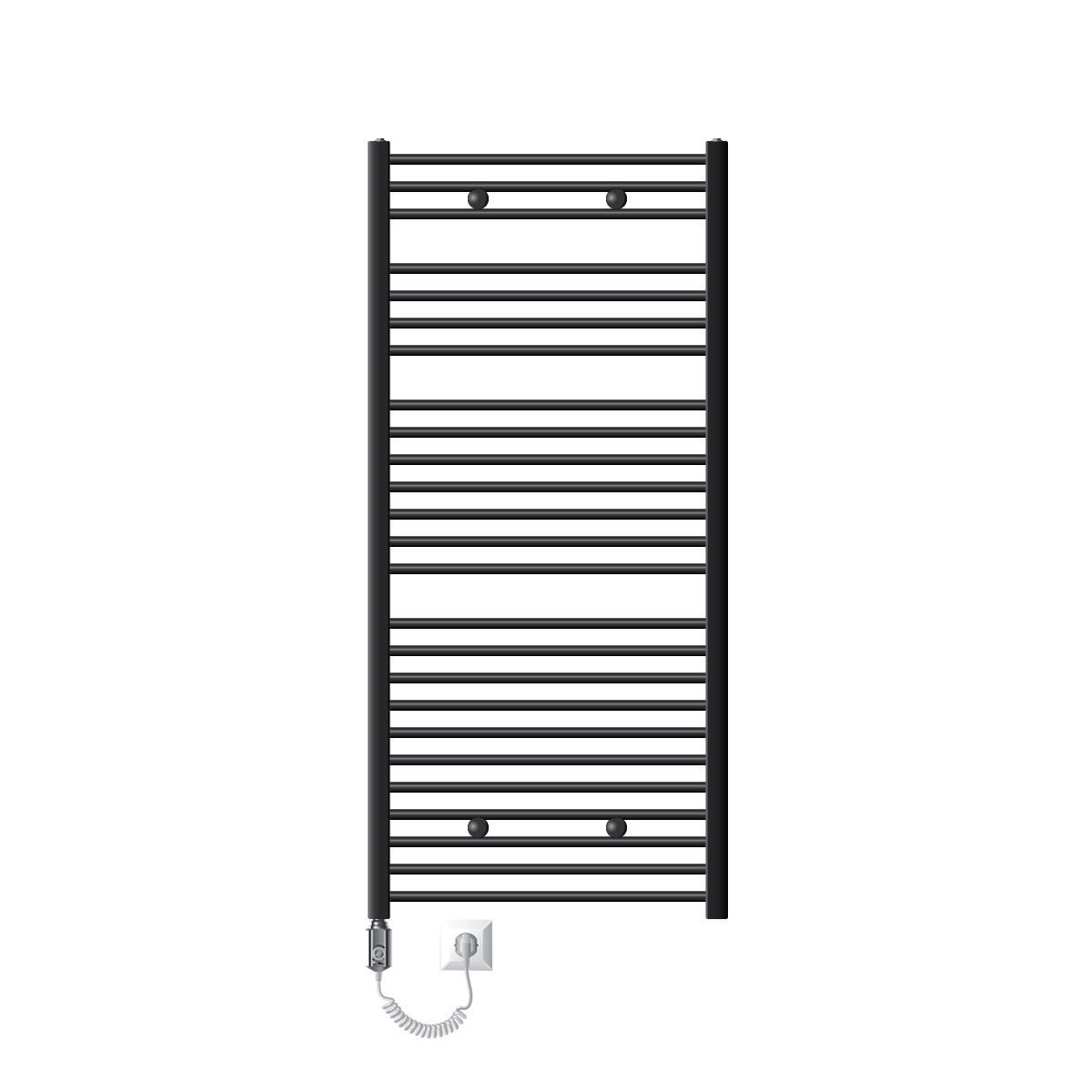LuxeBath Sahara Radiatore Elettrico Da Bagno 500x1200 Mm Dritto Bianco Attacco Laterale Ed Elemento Riscaldante Da 900w Con Termostato 90944280