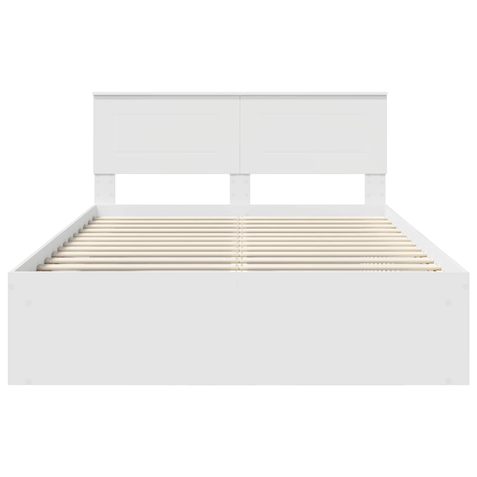 Cadre de lit blanc 140 x 190 cm panneau de bois - 7