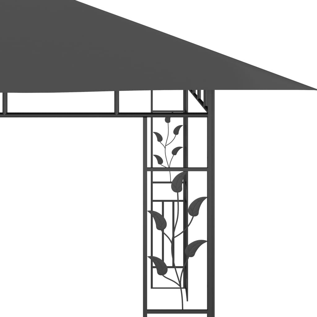 Gazebo con zanzariera e luci led 4x3x2,73 m antracite - 7