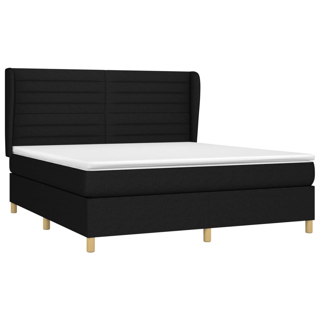 Maison Exclusive - Sommier à lattes de lit avec matelas Noir 180x200 cm Tissu - 3