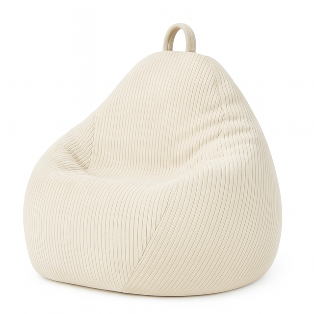 Pouf poire déhoussable velours côtelé BANANAIR 105x85 cm blanc cassé