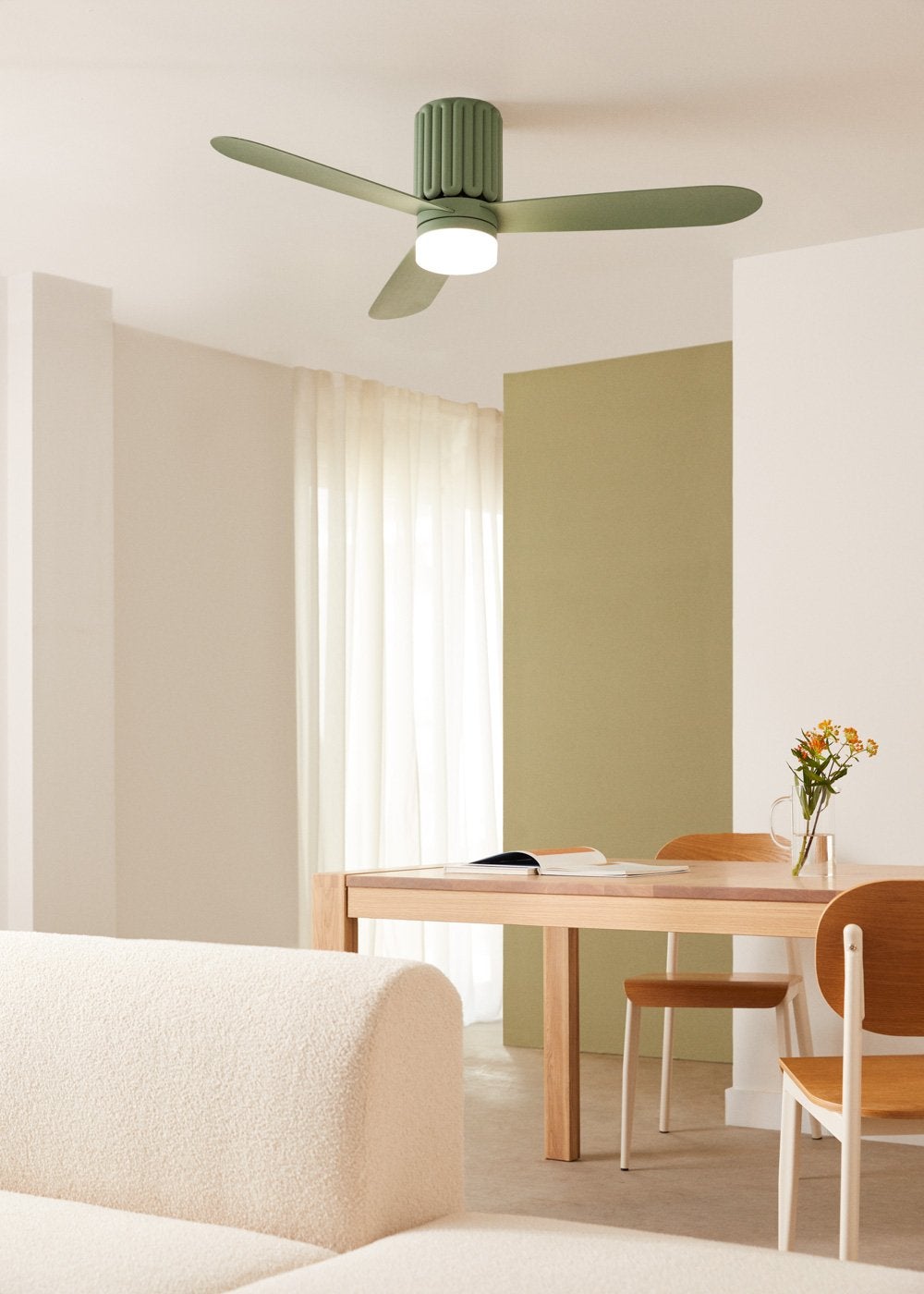 WIND CALM SCULPT - Cichy wentylator sufitowy 40 W Ø132 cm z oświetleniem LED