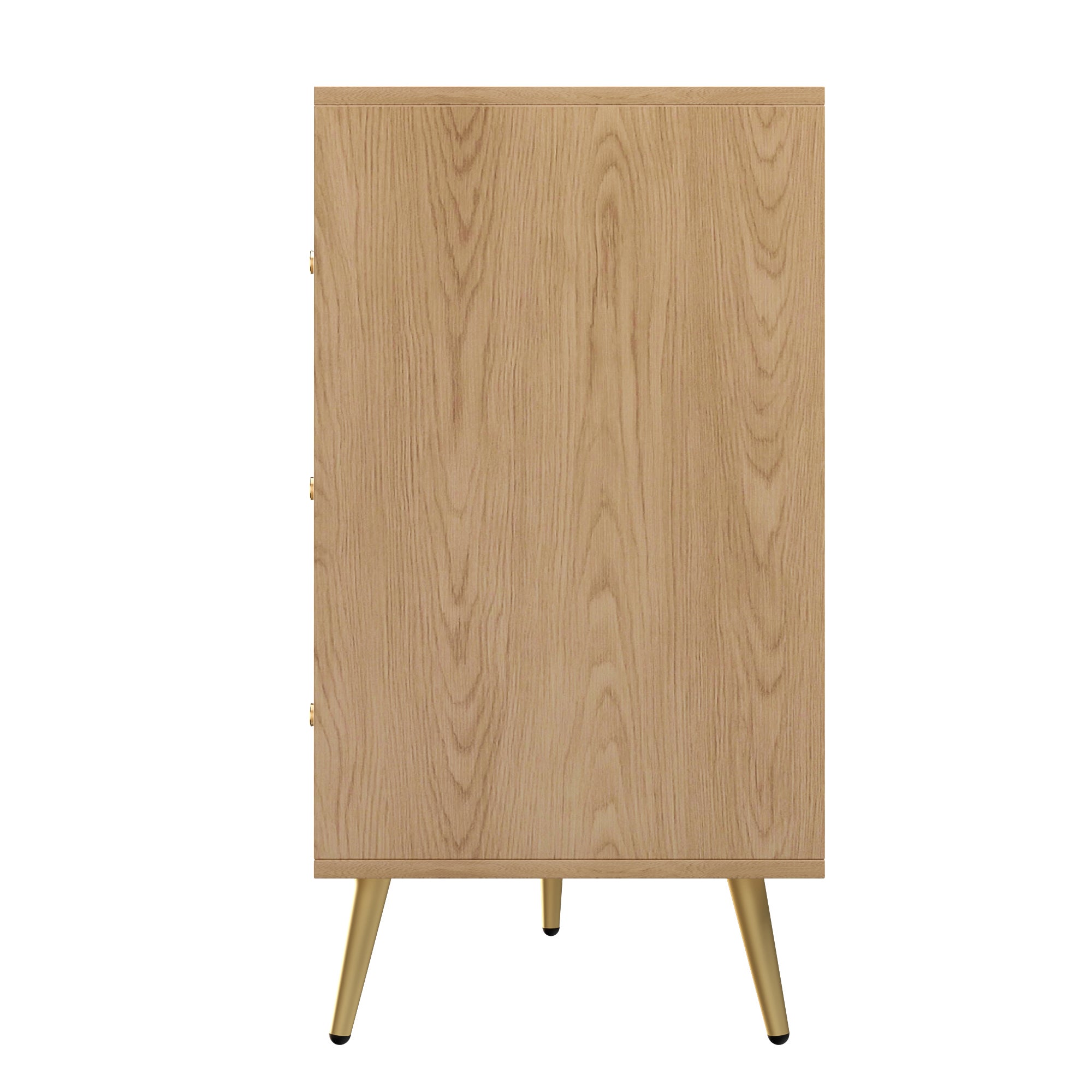 Cómoda moderna con 9 cajones - 120 x 39 x 80 cm - tablero de partículas y patas de hierro - Negro y natural - 9