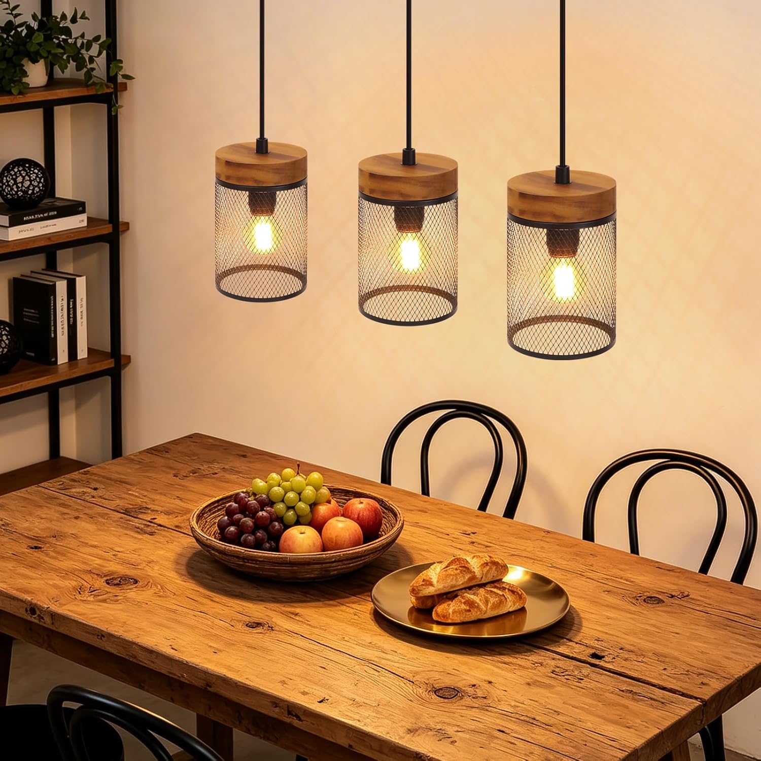 ZMH Lámpara Colgante Vintage Negra E14 Estilo Industrial para