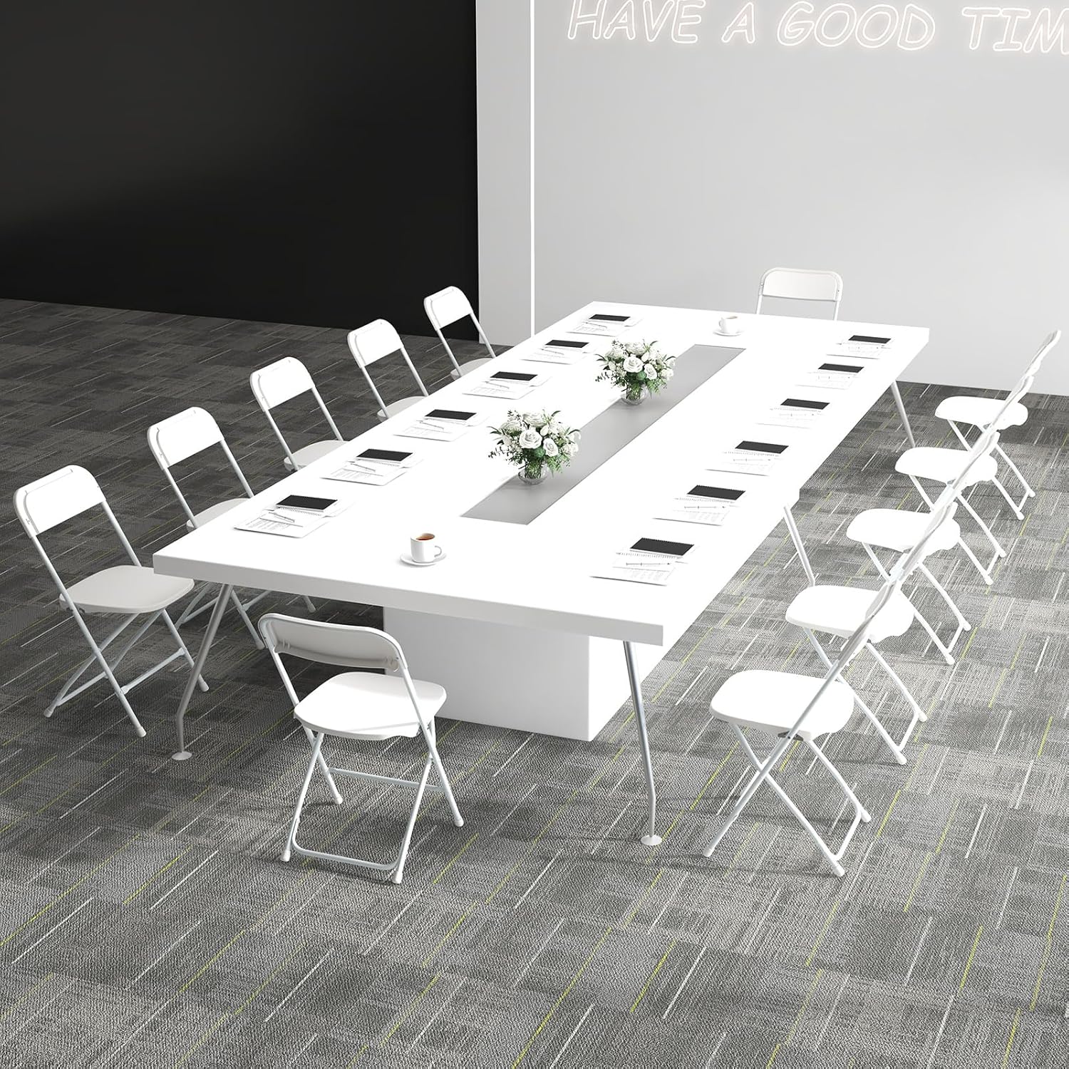 Set di 4 Sedie Pieghevoli in Metallo, Sedie da Patio Portatili con Sedile e Schienale in Plastica, Struttura in Metallo, Sedie da Pranzo per E - 4