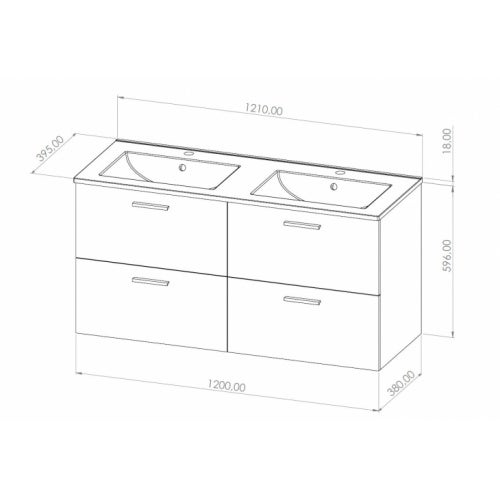 Meuble de salle de bain MINAO 120 en kit Bois Clair 4T - 5