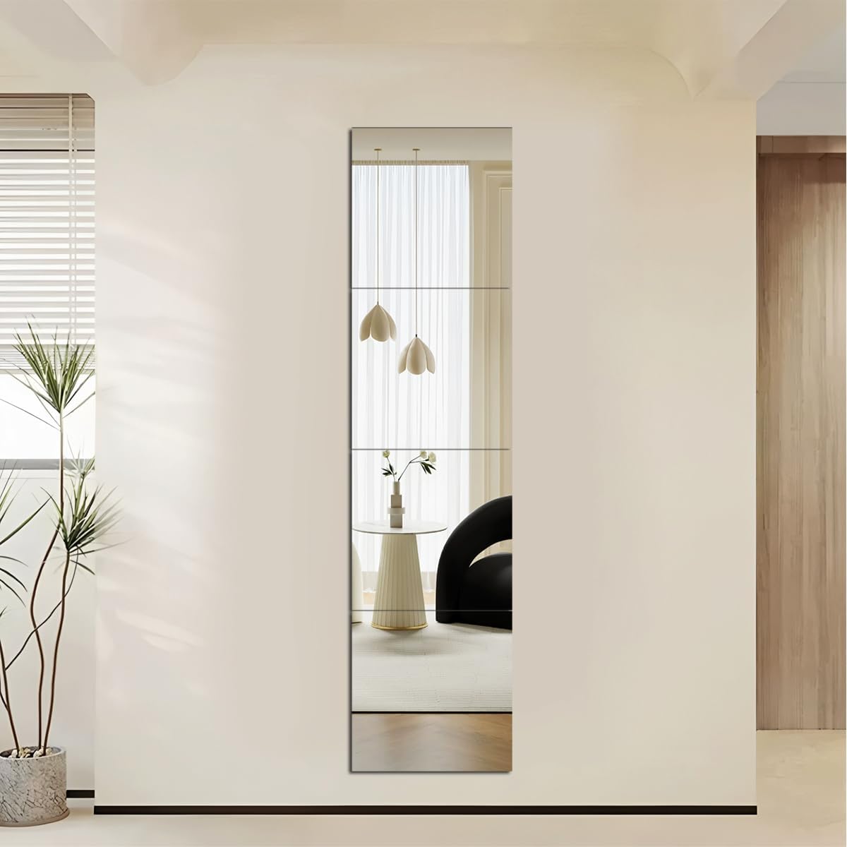 Lot de 4 miroirs autocollants en acrylique pour murs - 35 x 35 cm - HD - Sans verre - Incassables - À fixer au mur - Pour maquillage, entraînement - 5