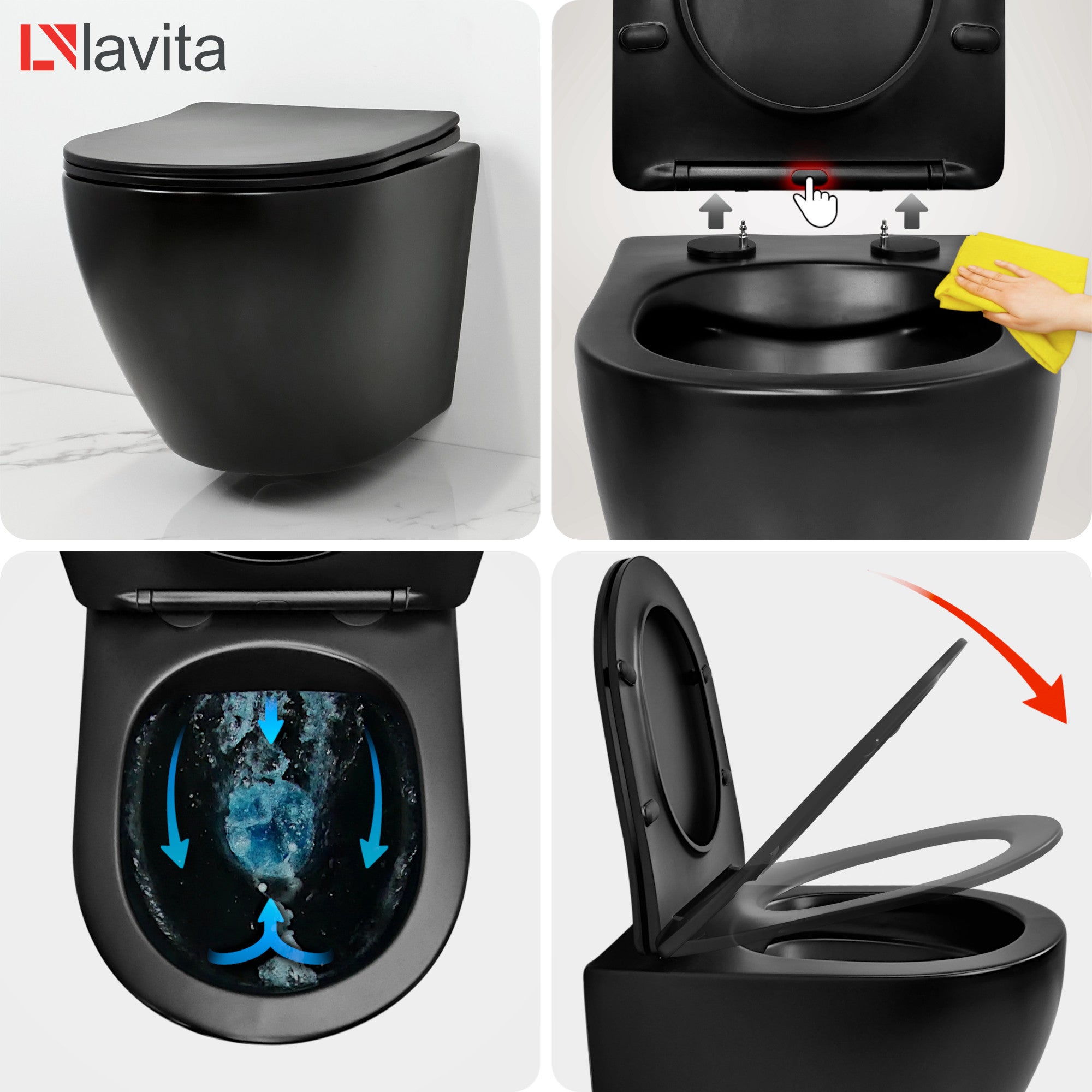 GEBERIT Duofix Basic Support Bâti-support + Lavita WC Sinto Black suspendu noir sans bord + panneau de commande Delta 25 noir | Kit complet WC - 9