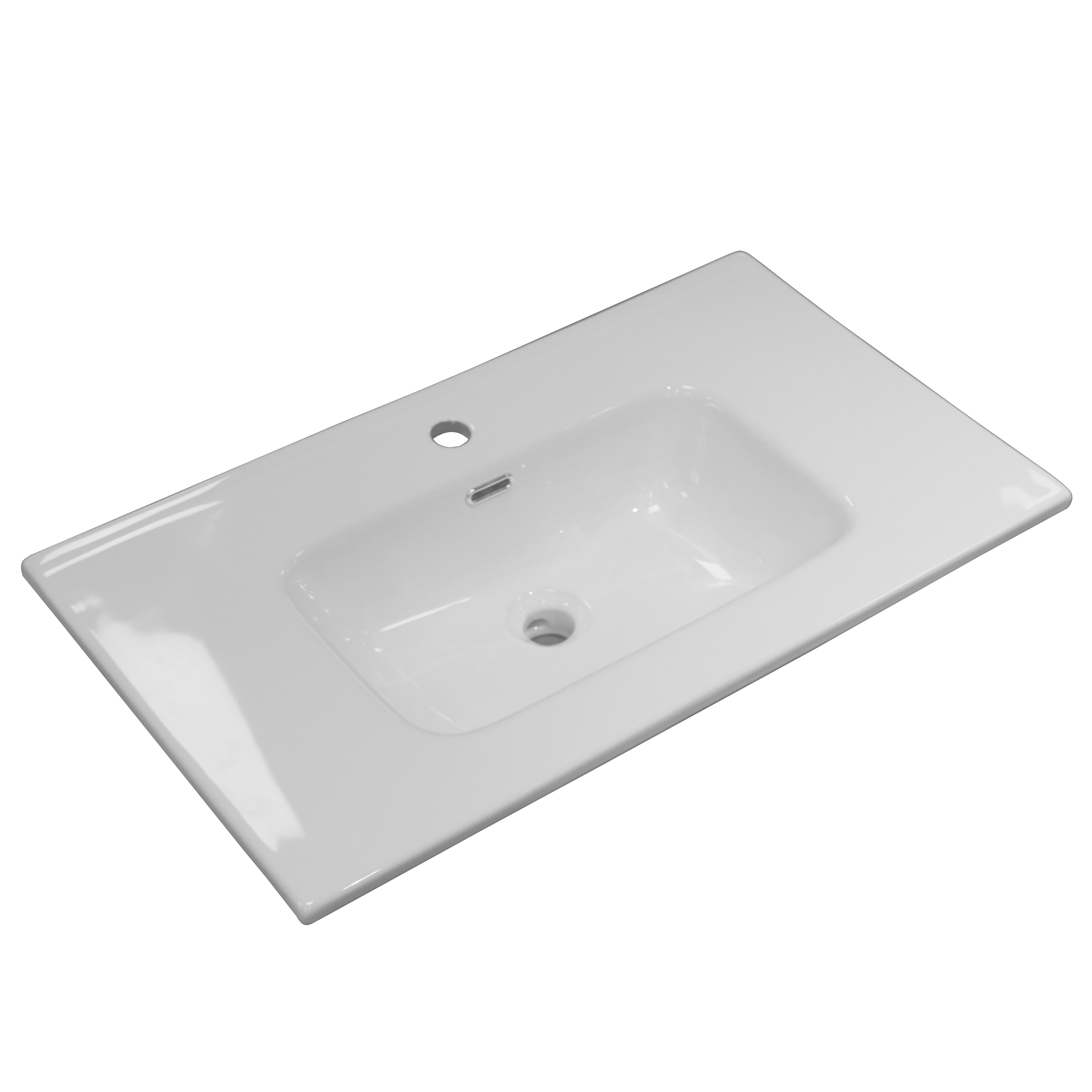 Feel Your Bath, Meuble de Salle de Bain PANTER Blanc 100 cm, 2 Tiroirs, Vasque Céramique Intégrée et Miroir Rond LED - 7