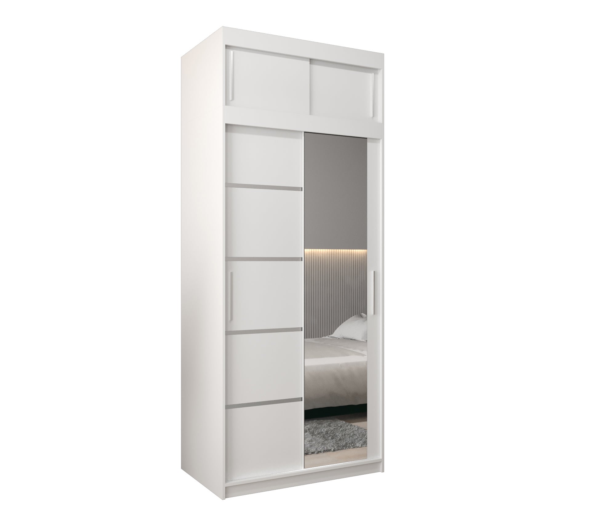 Szafa przesuwna z nadstawką garderoba Verona 2 100 x 62 x 240 cm Biały - Abiks Meble