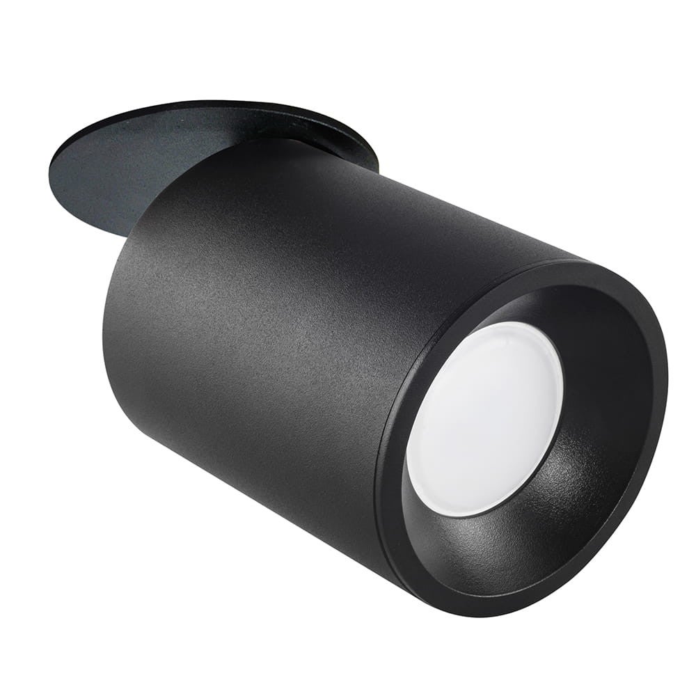 Oprawa sufitowa wpuszczana podtynkowa Pallas czarna 1xGU10x10W okrągła ruchoma IP20 wym: 13,7 x 8,2 x 8,2 cm aluminium Polux