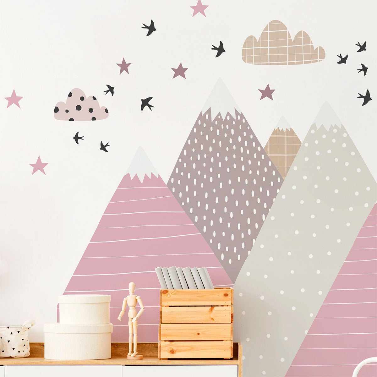 Stickers muraux enfants - Décoration chambre bébé - Autocollant Sticker mural géant enfant montagnes scandinaves JENIKA - 60x90cm - 7