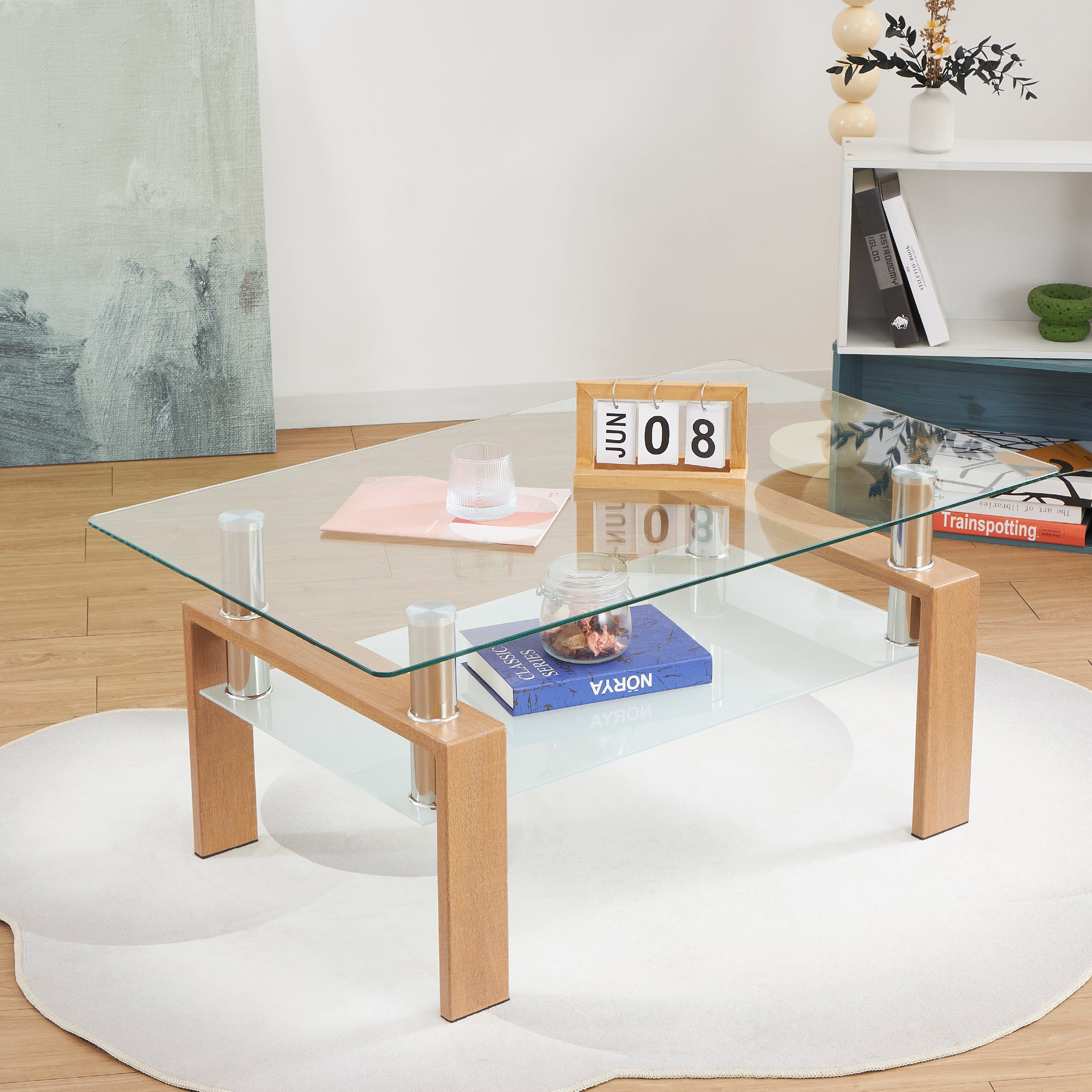 Mesa de Centro Porter 100x60x44cm, Mesa de Café Retangular em Vidro ...