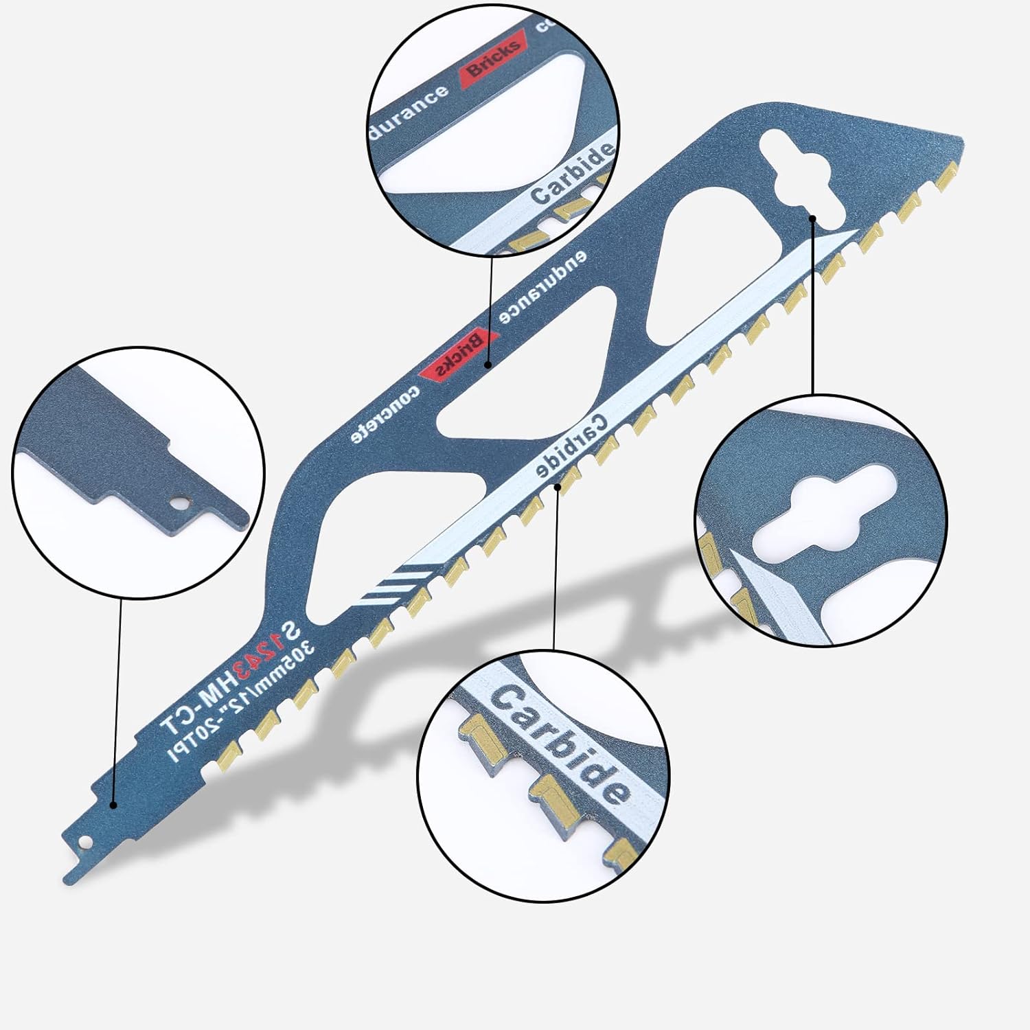 Lame de scie sabre,pierre de scie sabre,en carbure de tungstène,acier métallique,bois, pour béton cellulaire,brique, plaques de ciment et béton, longu - 3