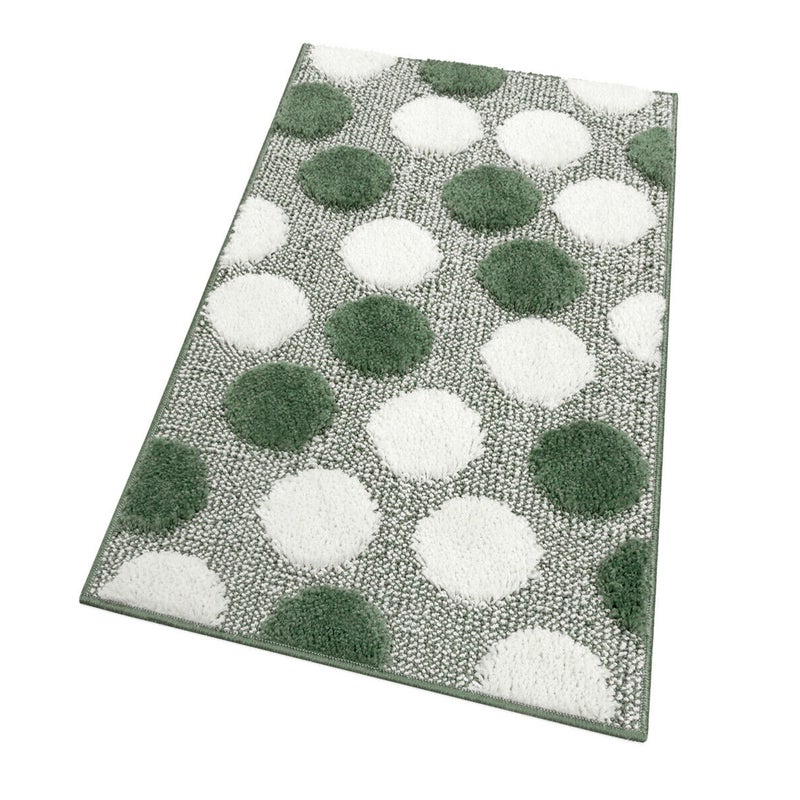 Miękka Antypoślizgowa Chłonna Mata łazienkowa 65x180 cm w Kolorze Kropki Zielona