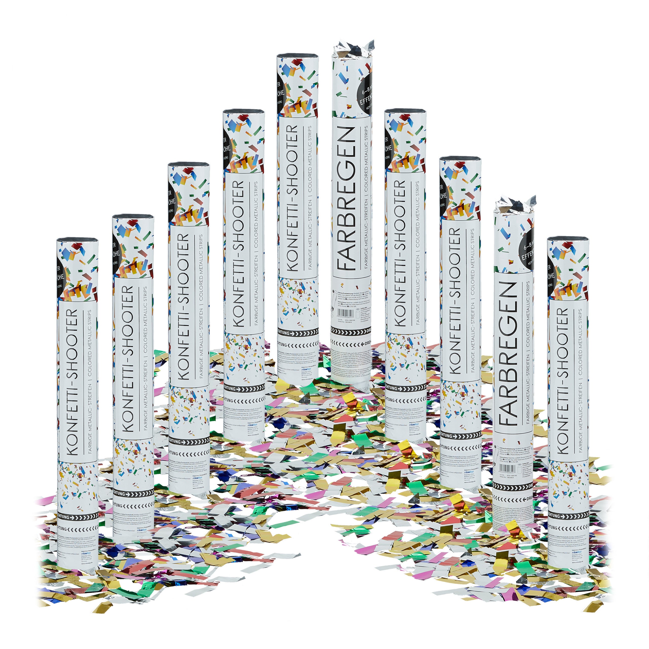 Set de 10 cañones de confeti, cañón confeti para bodas y cumpleaños, efecto altura de 6 a 8 metro, multicolor metálico