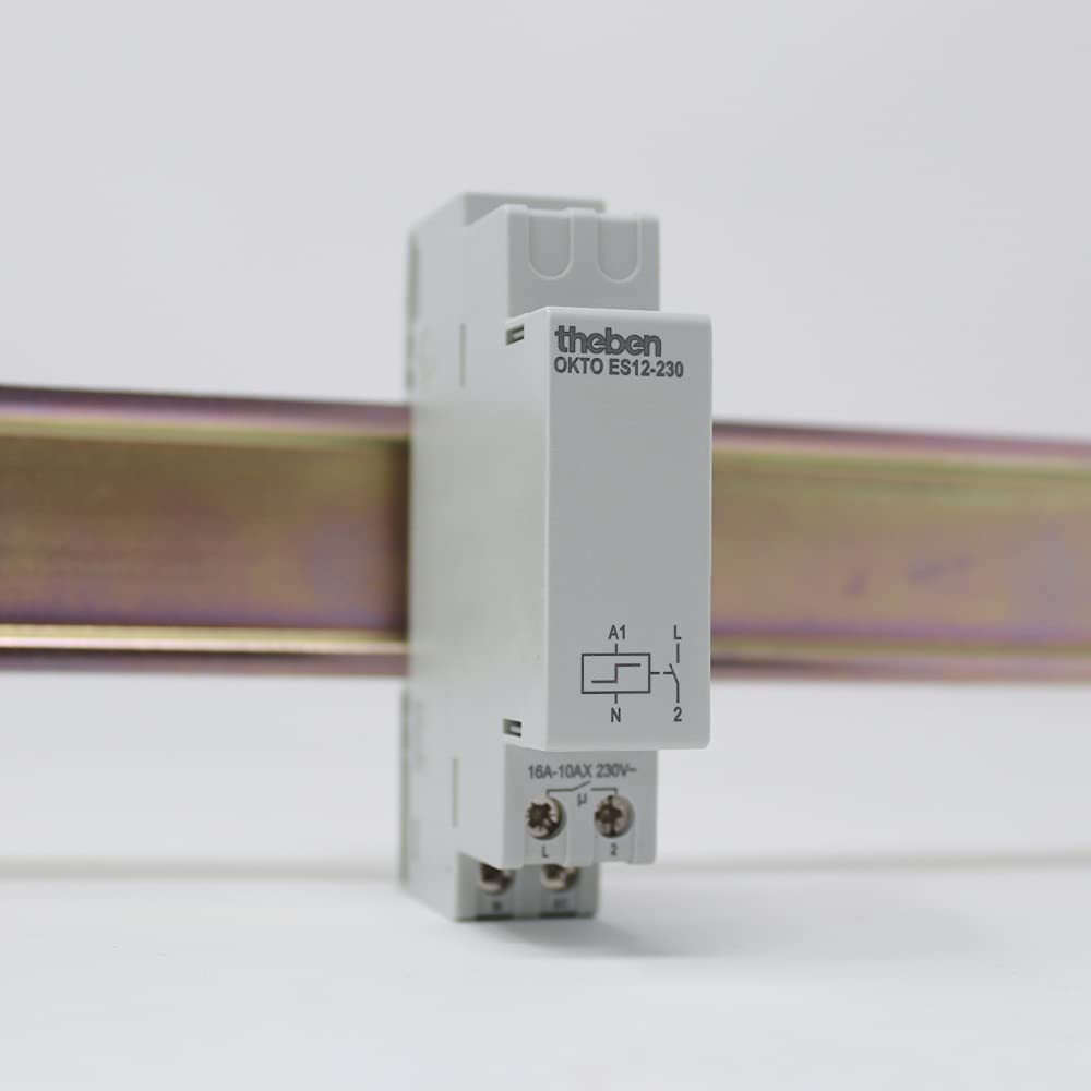 Theben 3120130 OKTO ES12-230 Impulsowy przekaźnik krokowy, 230 V, elektroniczny, szyna DIN, 1 kanał/styk, LED do 600 W - 3