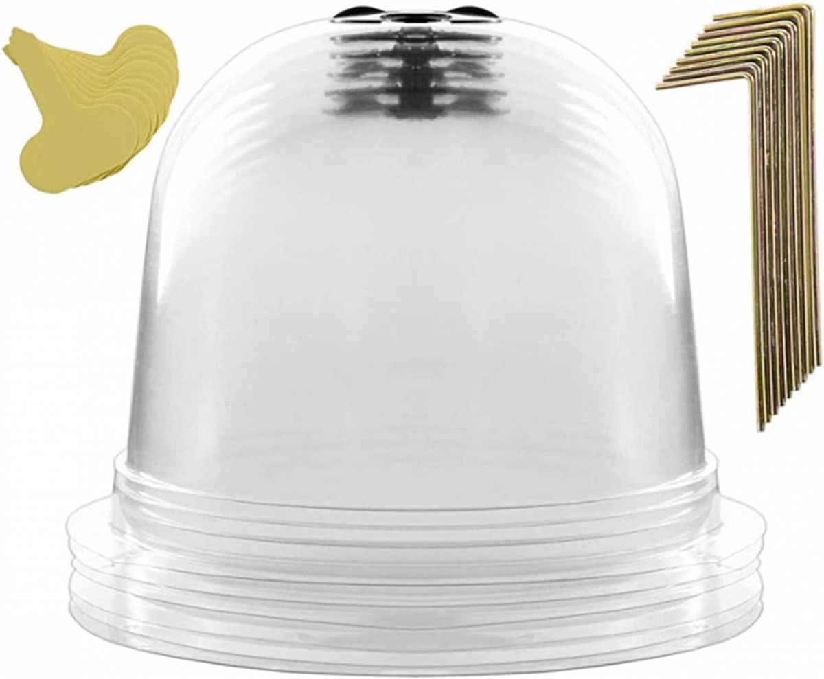 Set de 6 clopoței de grădină din plastic + țăruși – protecție împotriva înghețului pentru plante tinere – reutilizabili
