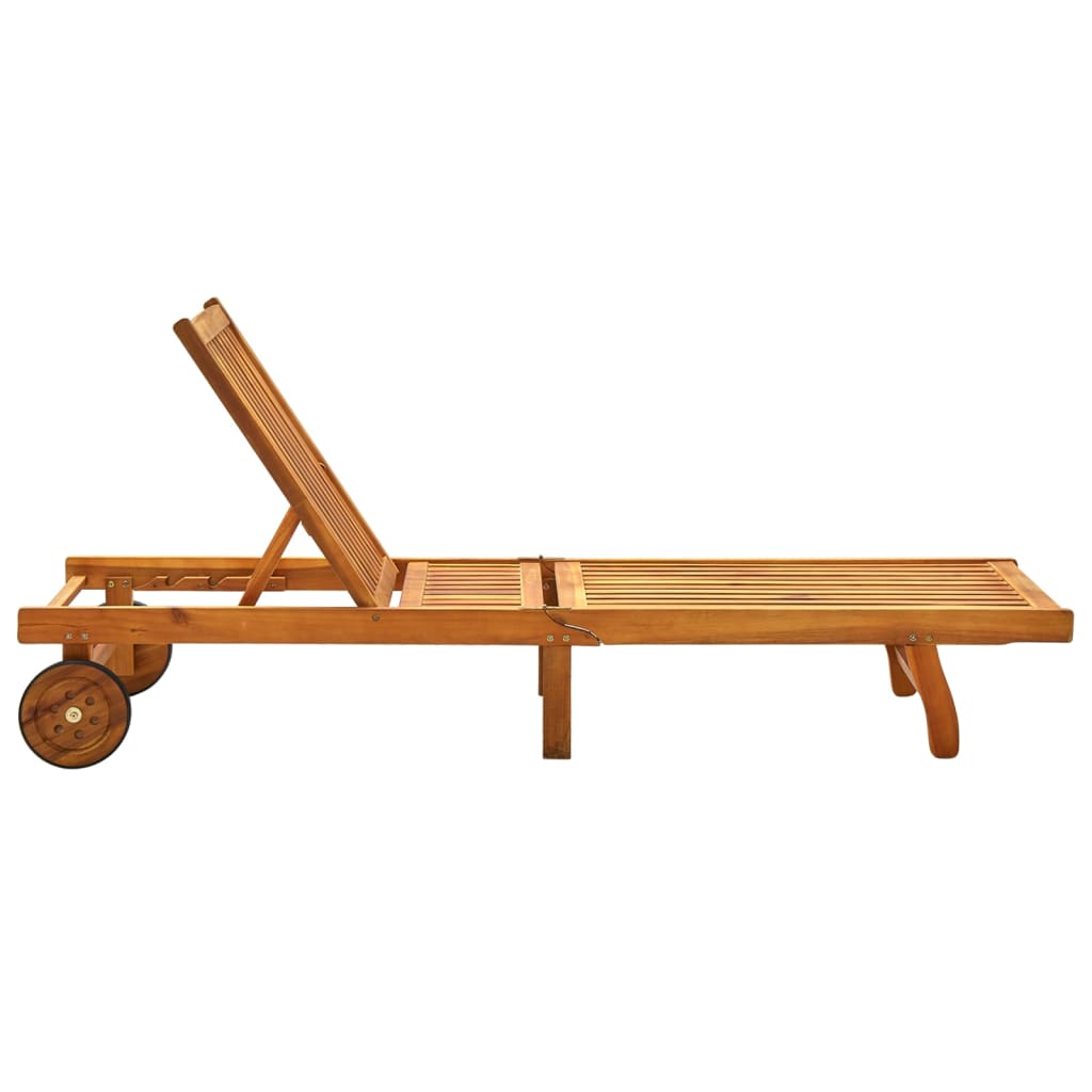 Lettino Prendisole da Giardino | Sedia a Sdraio | Chaise Longue con Cuscino Massello di Acacia CFW601155 - 5