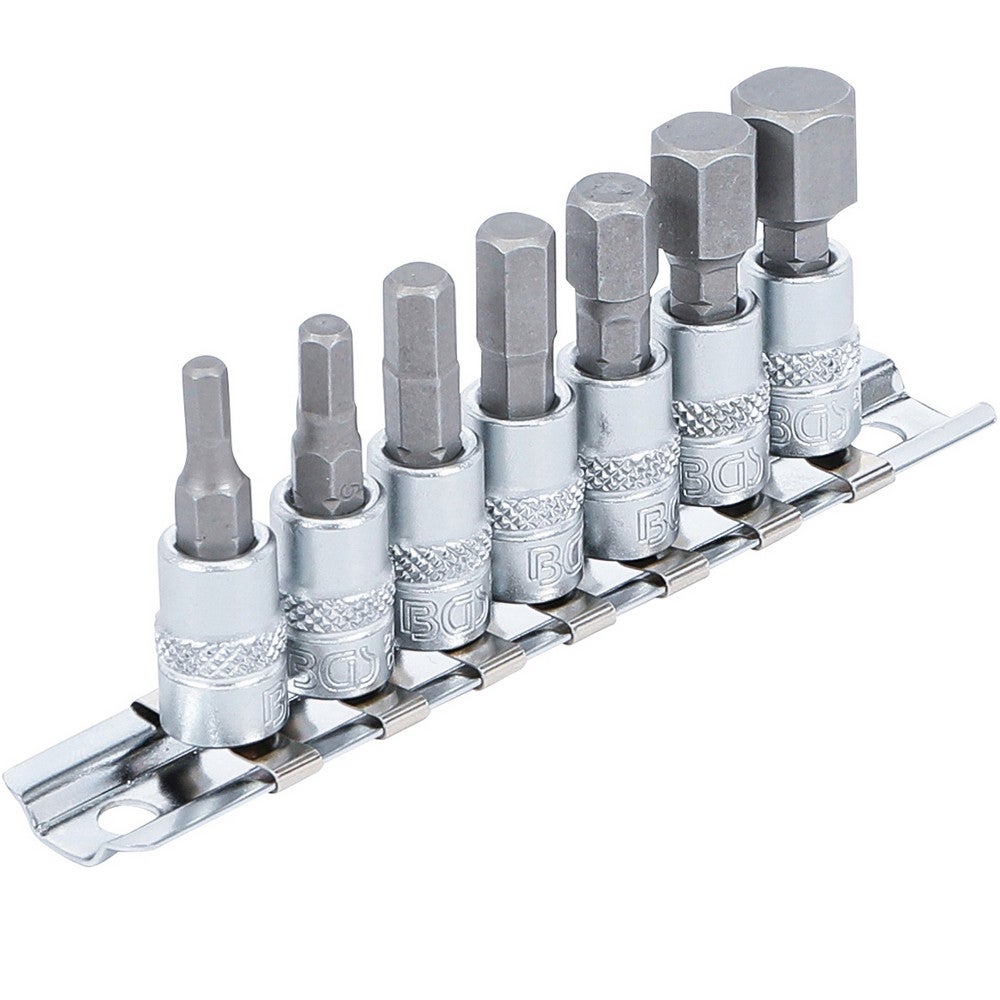 JEU DE 7 DOUILLES A EMBOUTS 6 PANS MALES de 4 à 12 mm POUR CLIQUET 1/4 - 2