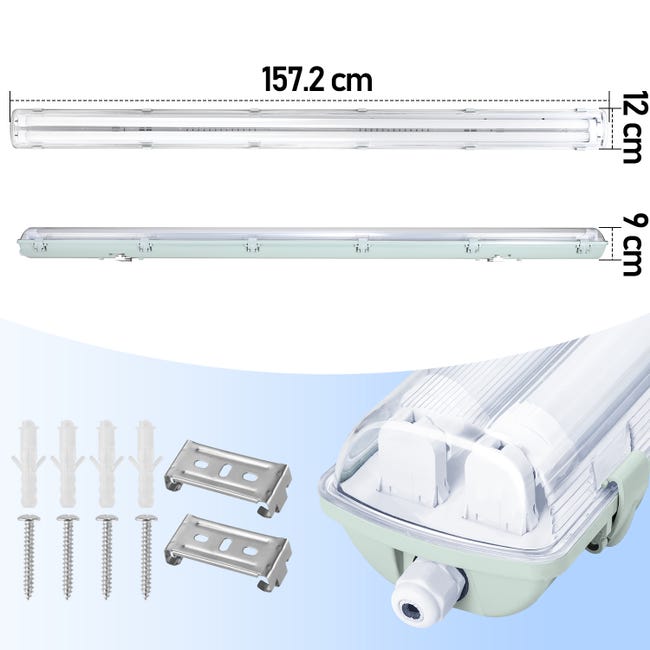 Lampada Da Soffitto Per Ambienti Umidi LED 2X Bianco Neutro Lampada Da Soffitto Per Ambienti Umidi LED 2X Bianco Neutro