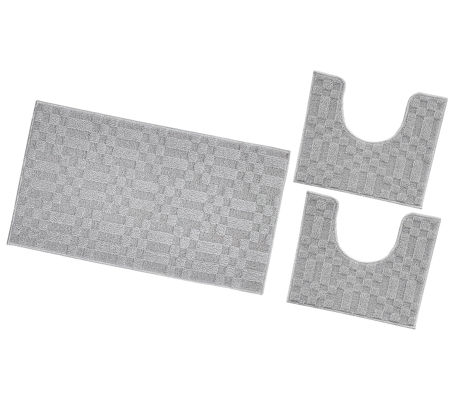 Dywanik łazienkowy 3D Miękki Chłonny Antypoślizgowy Zmywalny Dywanik Nocny Zestaw 3-Częściowy Szary