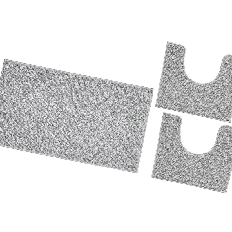 Dywanik łazienkowy 3D Miękki Chłonny Antypoślizgowy Zmywalny Dywanik Nocny Zestaw 3-Częściowy Szary