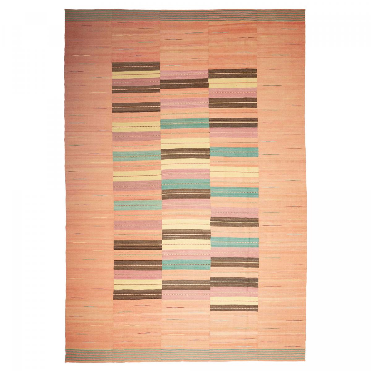 Grand Tapis Patchwork Vintage En Laine 250x170 Cm - Violet - Aspect Usé Unique