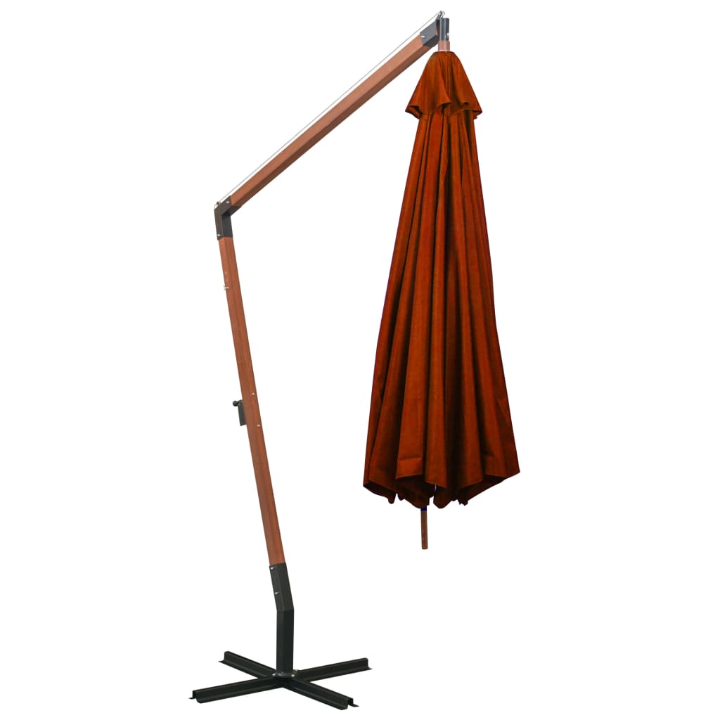 Parasol suspendu avec mât Terre cuite 3,5x2,9 m Bois de sapin - 5