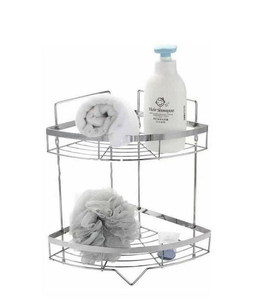 Trade Shop - Mensola Angolare Doccia A 2 Livelli Ripiani In Metallo Da Appendere A Muro 59680 - - 3