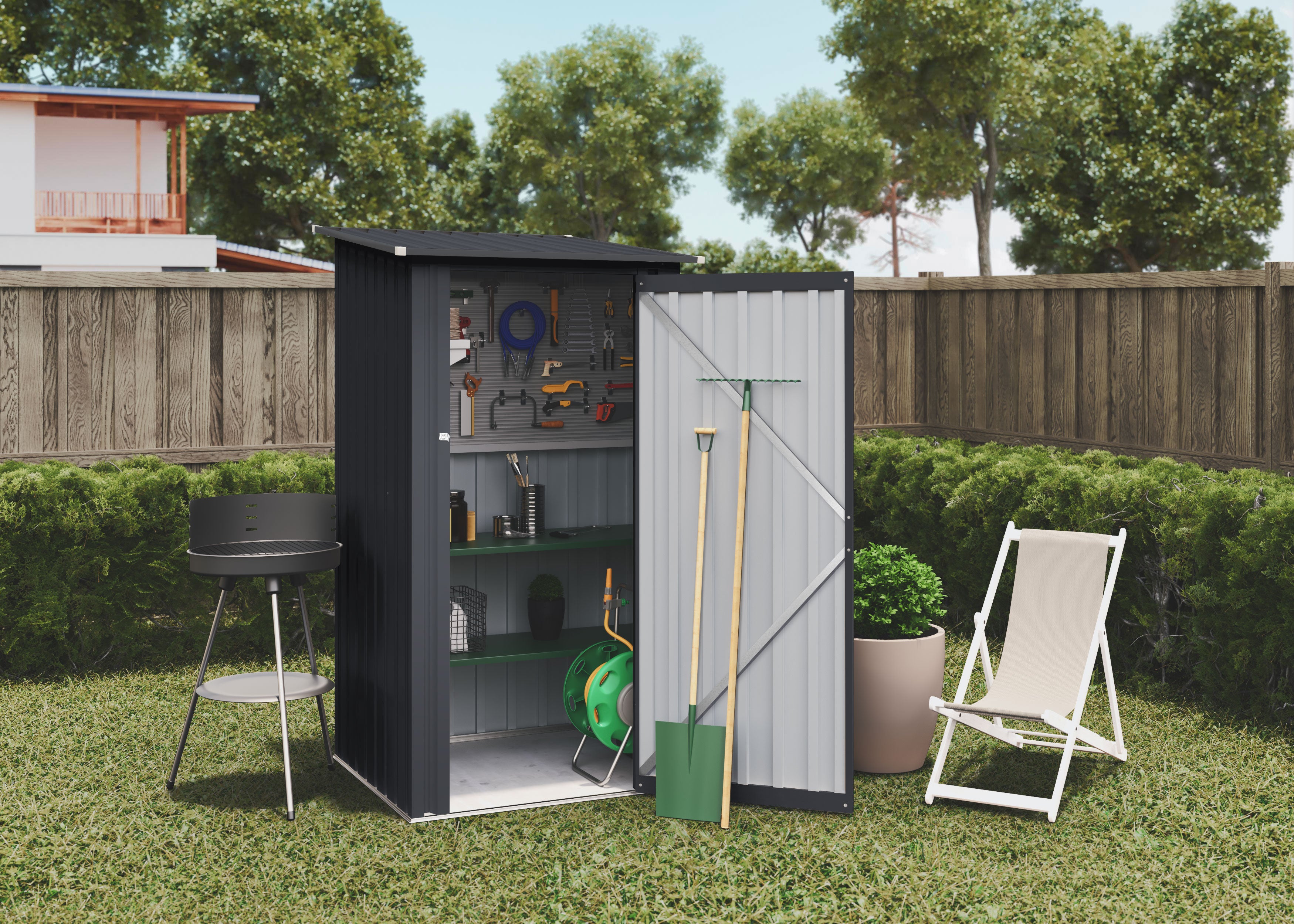 Abri de Jardin en Métal 1100 L Sansa - 104x99x160cm - Garantie 10 ans - Verrouillage avec loquet - 5