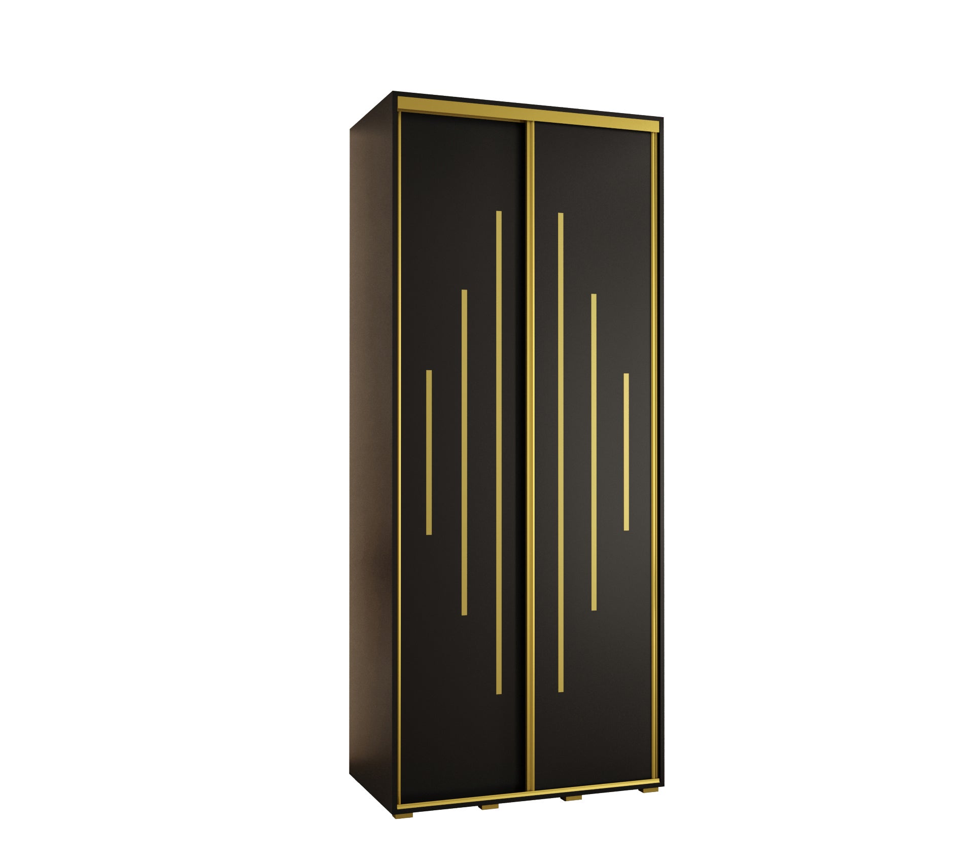 Szafa przesuwna wysoka Davos 12 100 x 45 x 235,2 cm czarny + czarny + u. złoty - Abiks Meble