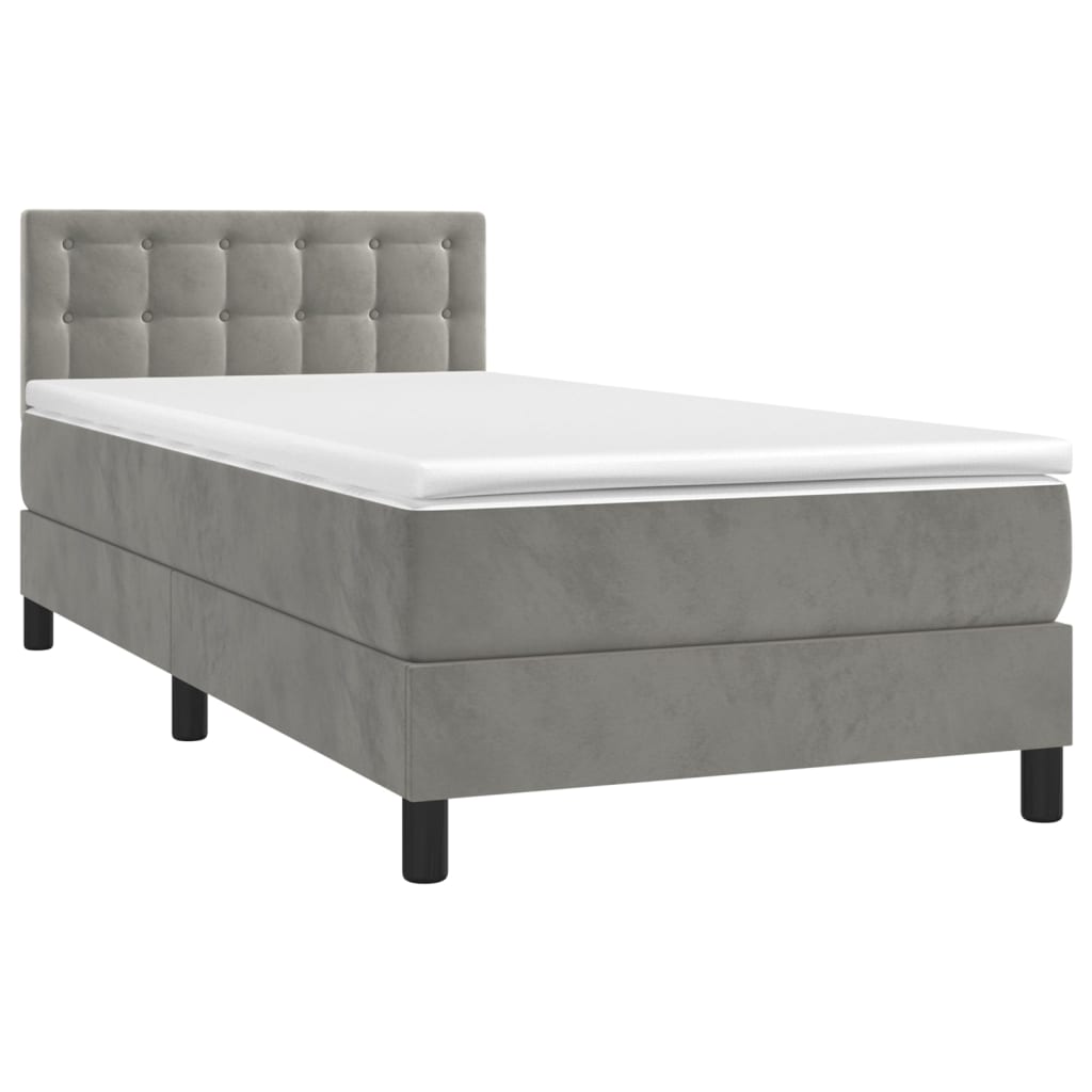 Maison Exclusive - Sommier à lattes de lit et matelas Gris clair 90x190 cm Velours - 3